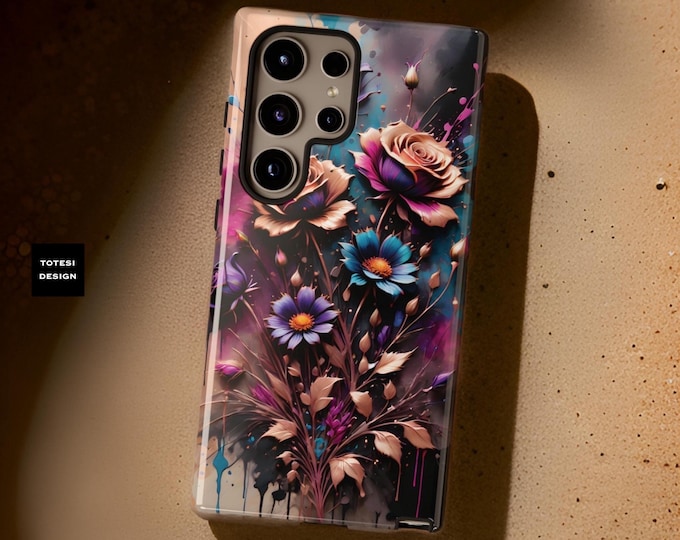 Floral Art Tough Phone Case, Modern Whimsy, Protective Finish