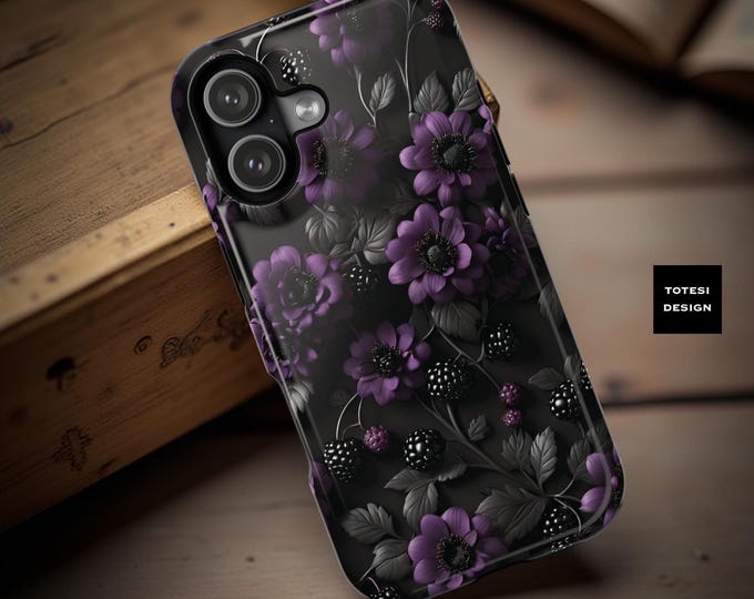 MagSafe iPhone Tough Case: Dark Floral Gothic, Impact Resistant