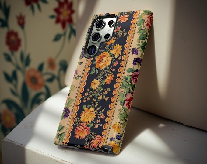 Floral Phone Case - Vintage Botanical Design, Tough Cases, Floral Protective Cover, Nature Lover Gift, Spring/Summer Aesthetic