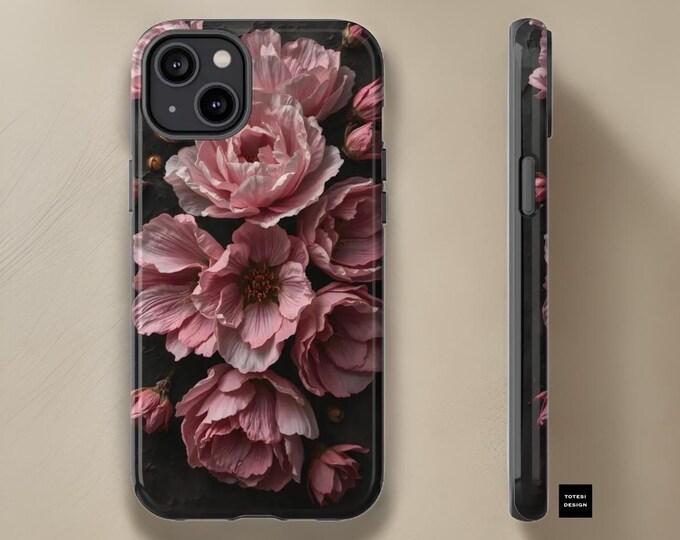 Tough Cases - Chic Moody Pink Floral iPhone & Samsung Galaxy Case - iPhone 16 15 14 13 12 11 Pro Max Plus Samsung Galaxy Tough Case S24 S23