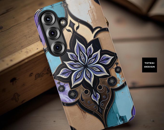 Floral Mandala Tough Phone Case Boho Protective Cover for iPhone, Samsung & Pixel Phones