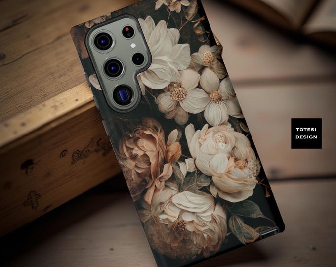 Dark Floral Academia Phone Case: Gothic Samsung, iPhone Tough Case