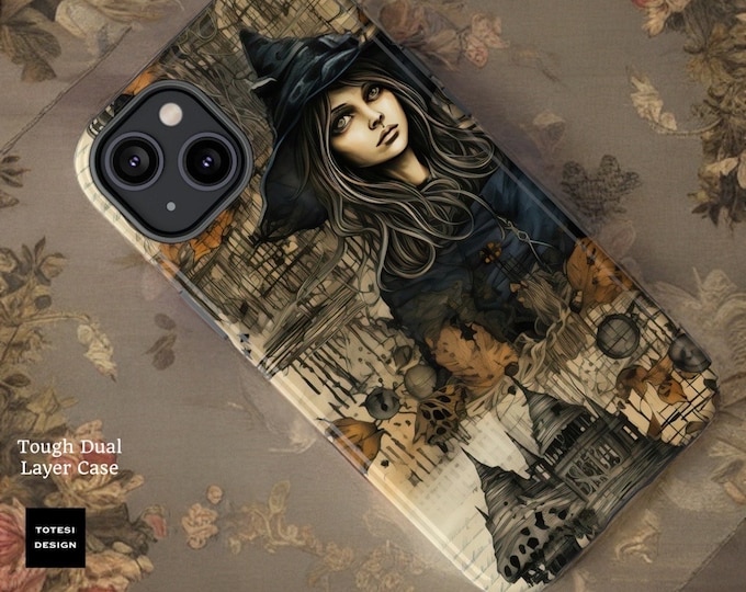 Gothic Vintage Cute Witch Dark Academia  Halloween iPhone Tough Cases | iPhone 15 14 13 12 Pro Plus Pro Max Mini | Matte or Glossy