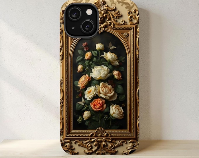Ornate arty glam Gilded Age Nouveau floral MagSafe magnetic iPhone tough case