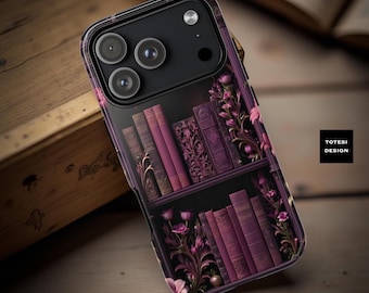 Floral Bookshelf Samsung Tough Case: Pink Purple Bookish Art