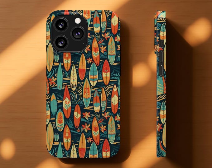 Slim iPhone Cases, summer  mBeach retro Boho Cute, surfboards Phone Covers, 16 15 14 13 12 11 Pro Max Plus