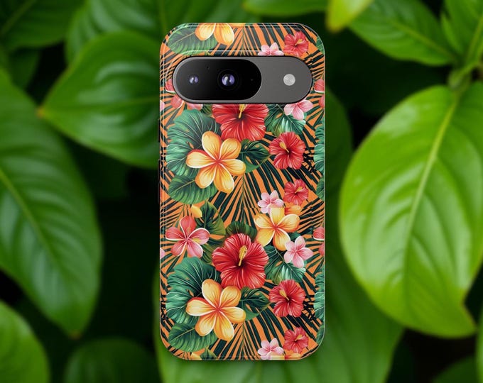 Phone Case, Retro Tropical Colorful Hawaii Summer Samsung Google iPhone Case Cover, Vintage Floral Beach, Protective Accessories, Unique