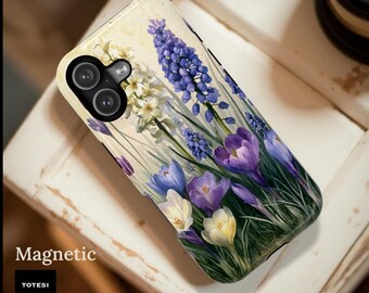 Purple Crocus Hyacinth magnetic  Phone Case | Floral Spring Garden