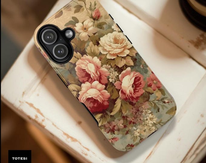Vintage pastel pretty floral art tough phone case| iPhone, Google or Samsung