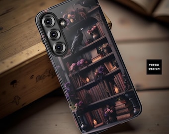 Ravens bookcase Gothic Dark fantasy phone case