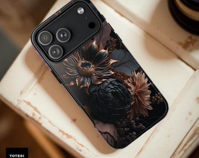 Dark Floral Academia Tough Samsung Phone Case: Gothic Style, Glossy or Matte