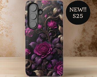 Gothic Dark Floral Rococo iPhone models and Samsung Galaxy Tough Case S25 S24 S23 S22 S21 Plus Ultra | Tough Phone Case |Glossy Matte