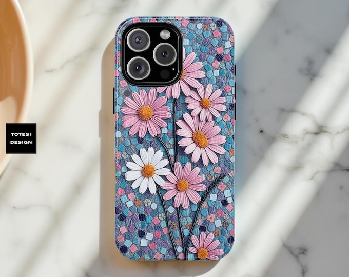 Pretty Daisy Boho Chic Art Samsung Galaxy S25 S24 S23, iPhone 16 15 14 13 12, Whimsical Cute Artsy, tough sturdy protective  phone cover