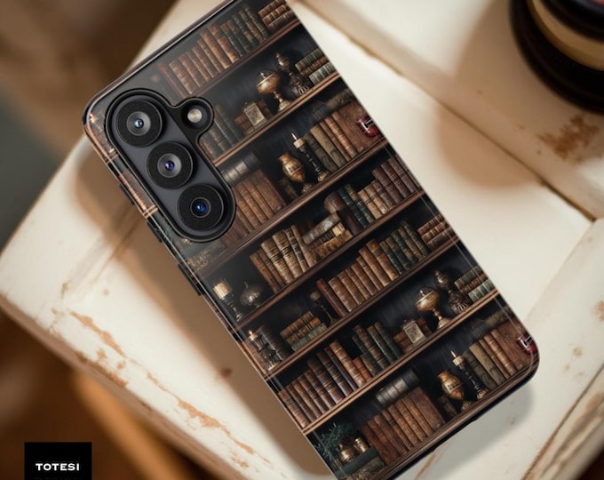 Vintage Bookshelf iPhone Tough Case – Retro Book Lover Phone Protection