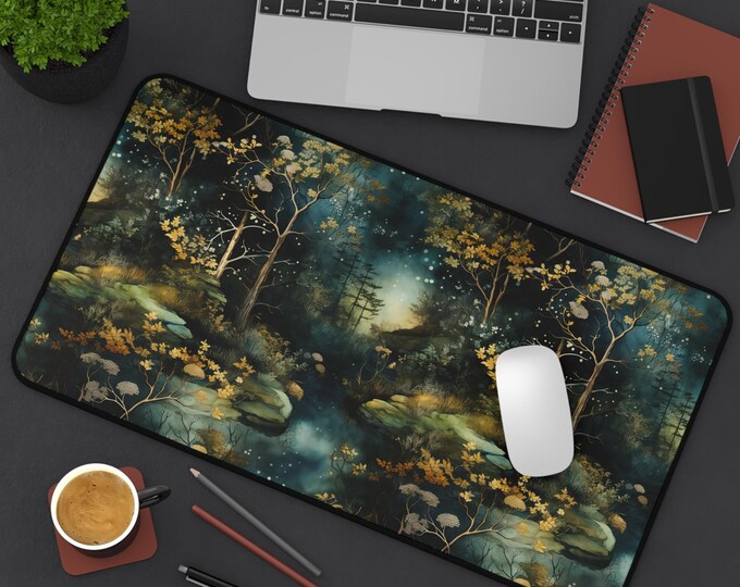 Serene Forest Desk Mat - Eco-Friendly Office Decor, Gaming Accessory, Nature Lover Gift, Home Office Essentials, Unique Workstation
