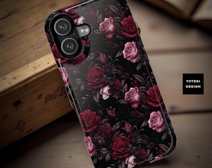 Dark Floral iPhone MagSafe Case: Gothic Academia Dual Layer Tough Case