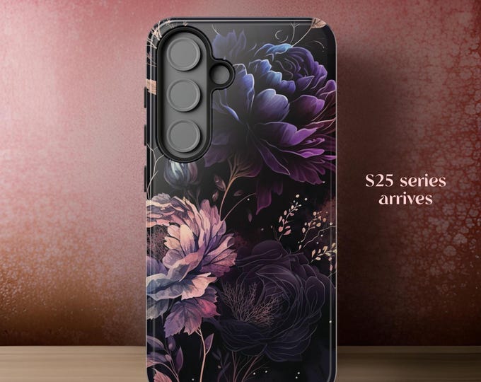 Purple Moody Floral aesthetic iPhone 16 15 14 13 Pro Max Plus Samsung S25 S24 S23 S22 Plus ultra | romantic moody Gothic floral her