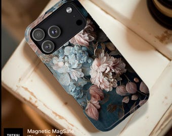 Vintage Floral Phone Case | Blue and Pink Flower Design