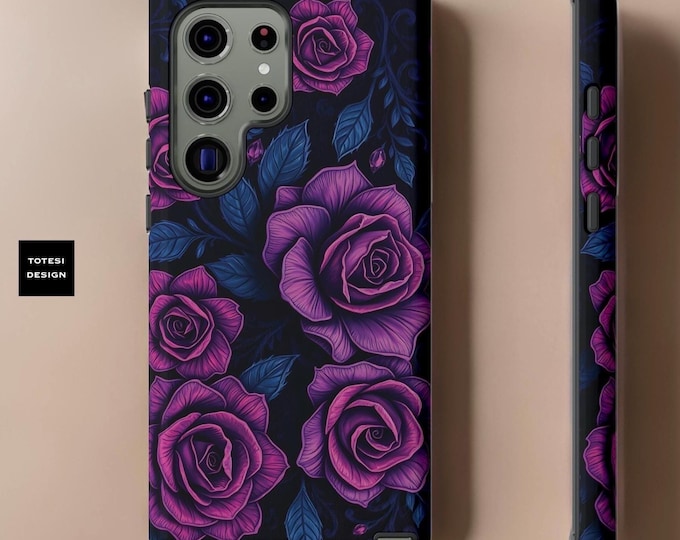 Floral Tough Phone Case, Samsung S25 S24 S23 S22, iPhone 16 15 14 13 12 11 Pro Max Plus, Google Pixel Case