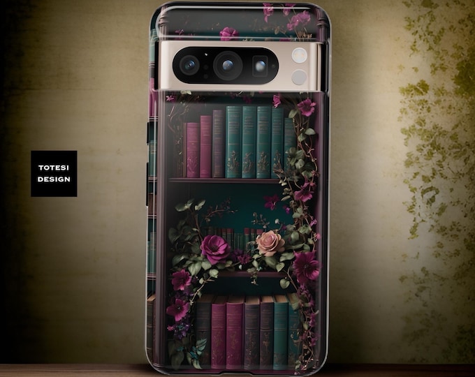 Dark Literary Books Bookcase Aesthetic | Google Pixel Tough Case 9 8 7 6 5  Pro | Dark Academia Gothic | Glossy or Matte