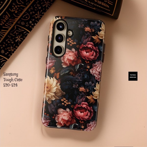 Dark Goth Floral Samsung Galaxy Tough Case S24 S23 S22 S21 Plus Ultra| Glossy or Matte| Birthday Gift Her