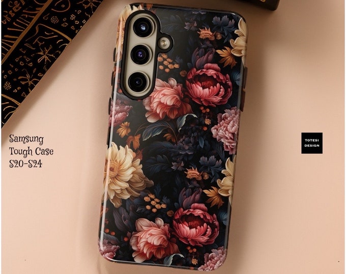 Dark Goth Floral Samsung Galaxy Tough Case S24 S23 S22 S21 Plus Ultra| Glossy or Matte| Birthday Gift Her