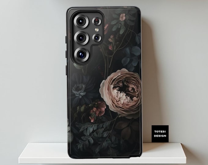Gothic Dark Floral Academia, Samsung Galaxy, iPhone, Google Pixel Tough Cases , moody floral, gothic gifts Glossy or Matte