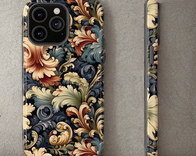 Floral Boho Vintage Ornamental iPhone Tough Case 15 14 13 12 Pro Max Plus Mini| Gift Her|  Glossy or Matte