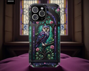 Owl Fantasy Forest iPhone MagSafe Case, Gift for Owl Lovers, Daughter, Magnetic Tough Cover, Goth Design