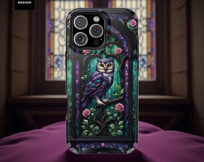 Owl Fantasy Forest iPhone MagSafe Case, Gift for Owl Lovers, Daughter, Magnetic Tough Cover, Goth Design