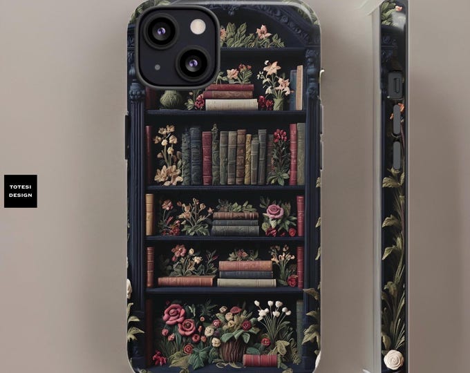 Library Book Phone Cases Goth dark academia books floral bookish iPhone  Samsung S25 S24 S23  S22 Plus Ultra 16 15 14 13 12 11 Pro Max Plus