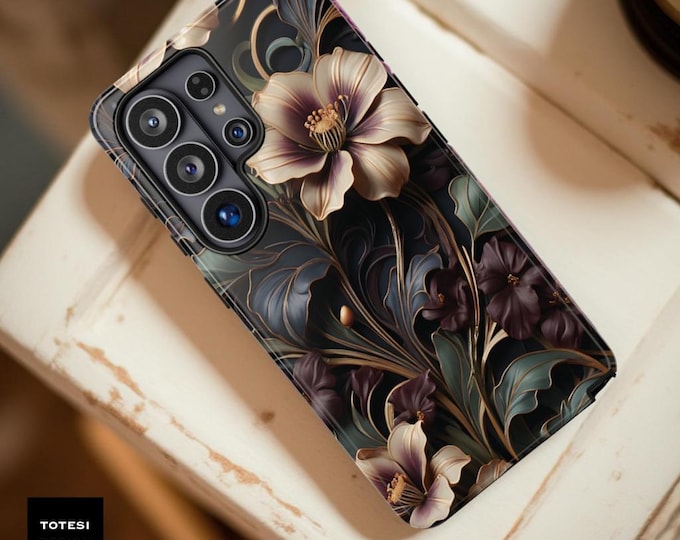 Dark Academia Floral Phone Case: Art Nouveau Style Tough Case