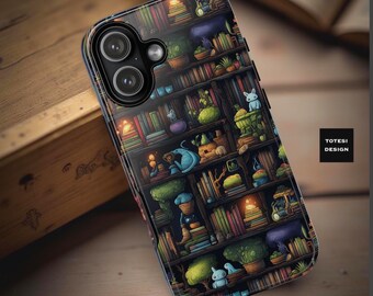 Bookshelf Phone Case: Dark Academia Fantasy, Dual Layer Tough Case