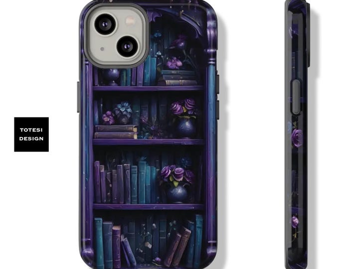 Tough Cases, Gothic Dark Academia Books Floral Bookish Phone Case | Birthday Gift for Bookworm Readers, iPhone Samsung Google