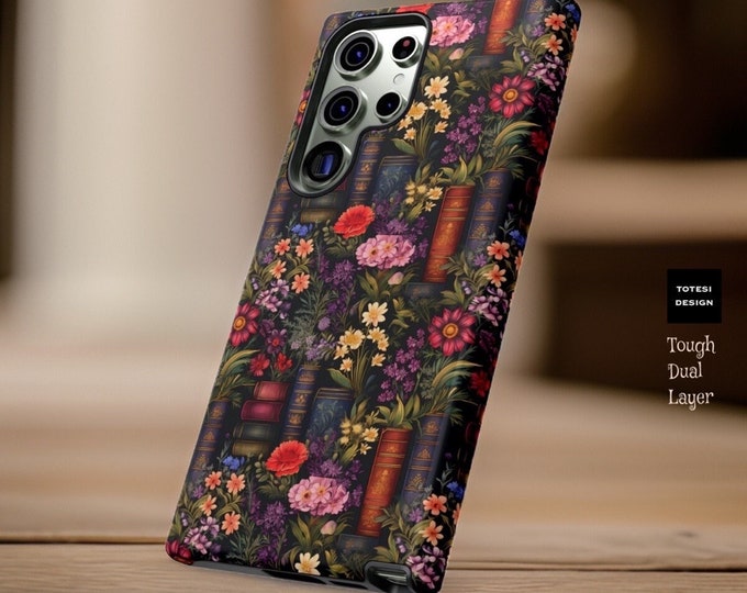 Cute Whimsical Flowers Books Samsung tough case S23 S22 S21 S20 Plus Ultra | writer book worm gift