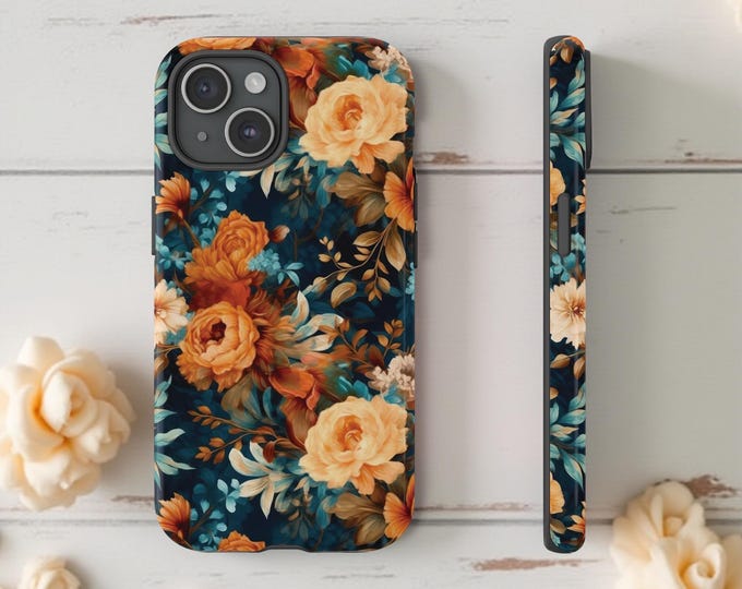 Boho Chic Floral Art Aesthetic Samsung Galaxy Tough Case S25 S24 S23 S22 iPhone 16 - 11,  Plus Ultra| Glossy or Matte| Gift for Flower Lover