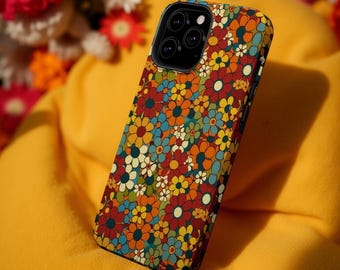 Retro Floral Pattern Phone Case | Magnetic Impact-Resistant Case