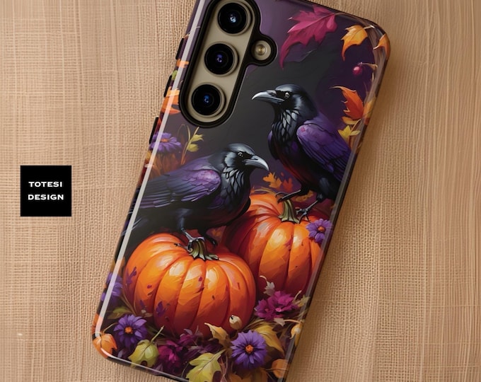 Purple Ravens Pumpkins Fall Samsung Galaxy  tough case S24 S23 S22 S21 Plus Ultra Glossy or Matte