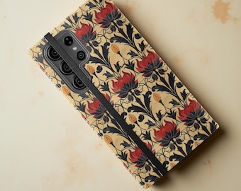 Floral Vintage Style Art Nouveau Phone Cover Wallet Cardholder Stand Faux Leather