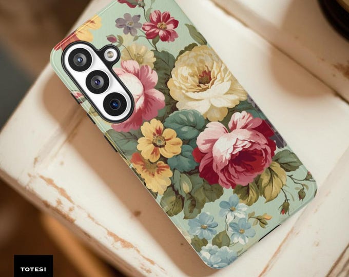 Vintage Floral Phone Case: Pastel Botanical Art, Tough Protective Design