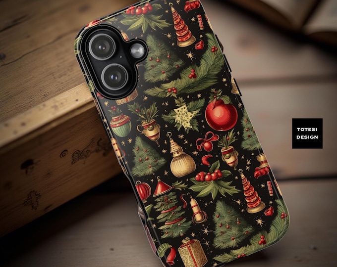 Vintage Christmas iPhone Case: Dual Layer, Sturdy Protection