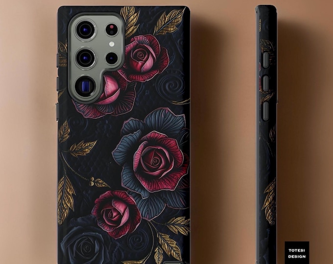 Tough Cases, Red Roses Goth Art iPhone Google Samsung Winter Aesthetic Dark Academia Birthday Gift