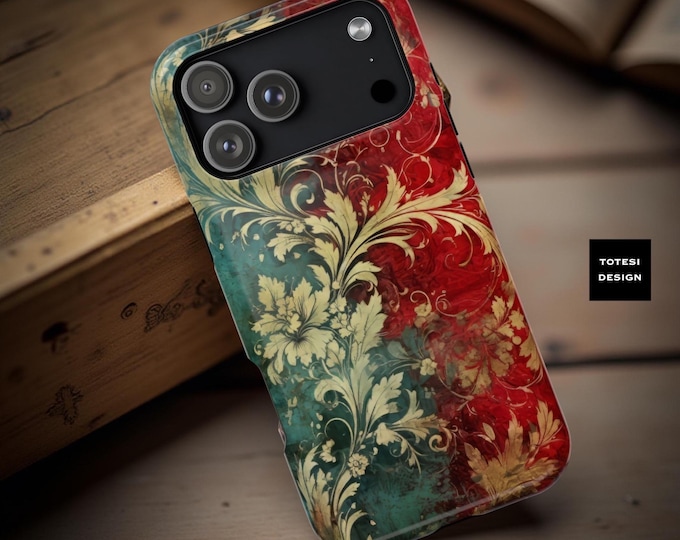 Christmas Grunge iPhone MagSafe Case: Red Green Gold Pattern