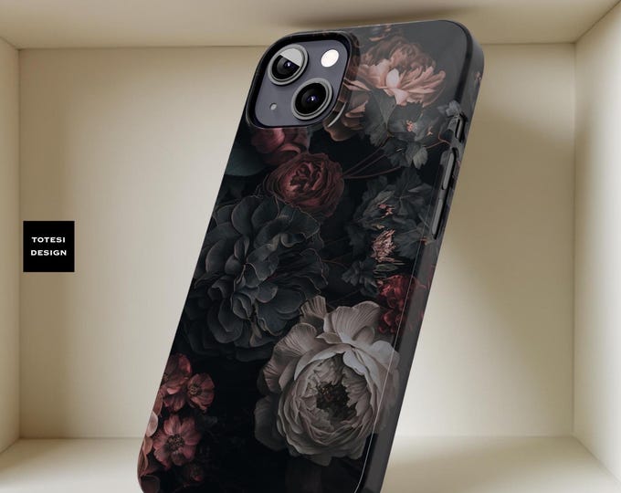 Dark Floral Slim Phone Cases, Dark Academia Gothic, Elegant Moody  Floral Designs, Flower Phone Cover, Botanical Flower Lovers Gift, black