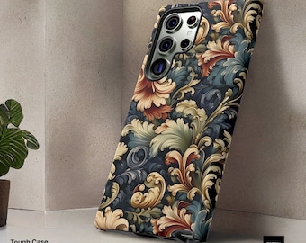 Floral Swirl Tough Phone Case: Vintage Boho Style