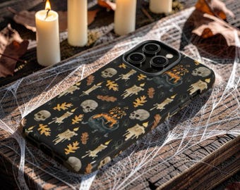Halloween Phone Case |Spooky Skull & Cauldron Pattern Tough Case