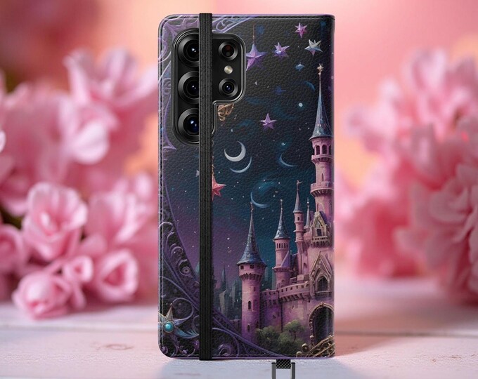 Fantasy Samsung iphone cover, Castle Celestial Cover Wallet Stand Case,  iPhone 16 15 14 13 12 Pro Max Plus, Built in stand, Gift Daughter