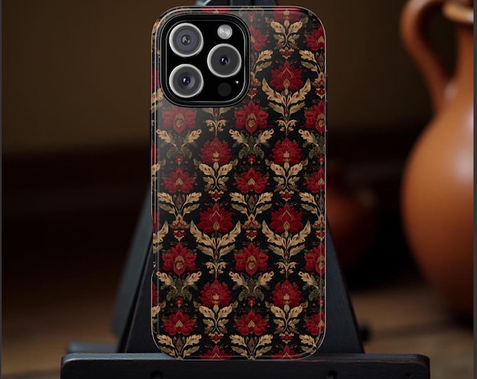 Vintage Floral Damask iPhone Case | Tough Shockproof Phone Cover | Protective iPhone Case | Retro Elegant Floral Design