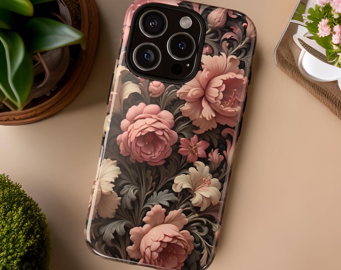 Vintage botanical floral art iPhone Samsung phone case cover,  S24 S23 S22 S21 Plus Ultra, 16 15 14 13 12 Pro Max Plus, Glossy or Matte