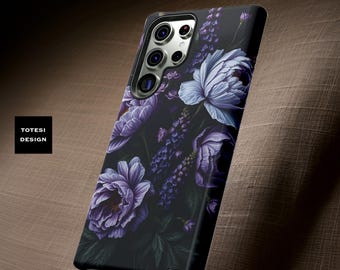 Dark Floral Art Phone Case: Moody Academia Style